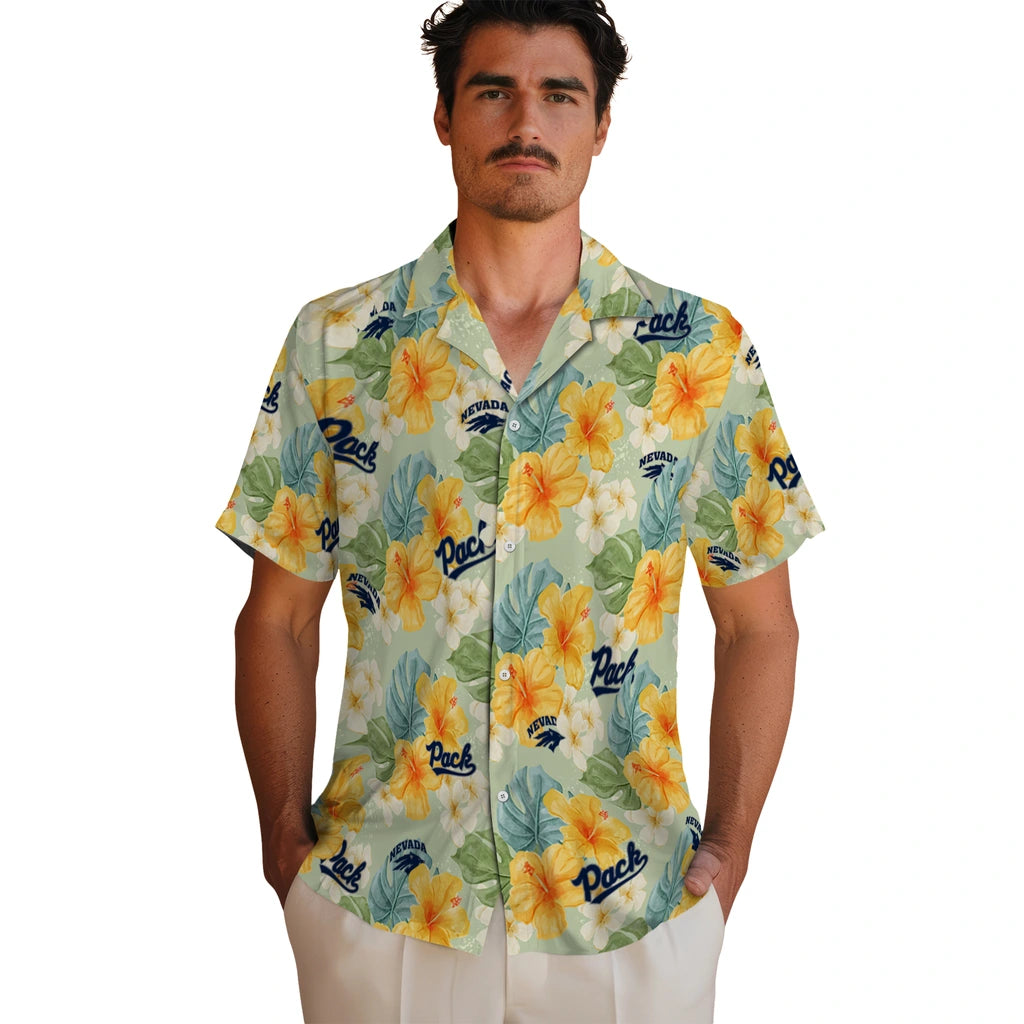 Nevada Wolf Pack Hawaiian Shirt - Hibiscus Mood | Hula Hawaiian Shirts