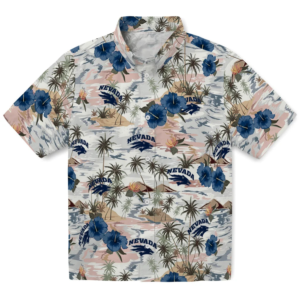 Nevada Wolf Pack Hawaiian Shirt - Hibiscus Seaside | Hula Hawaiian Shirts