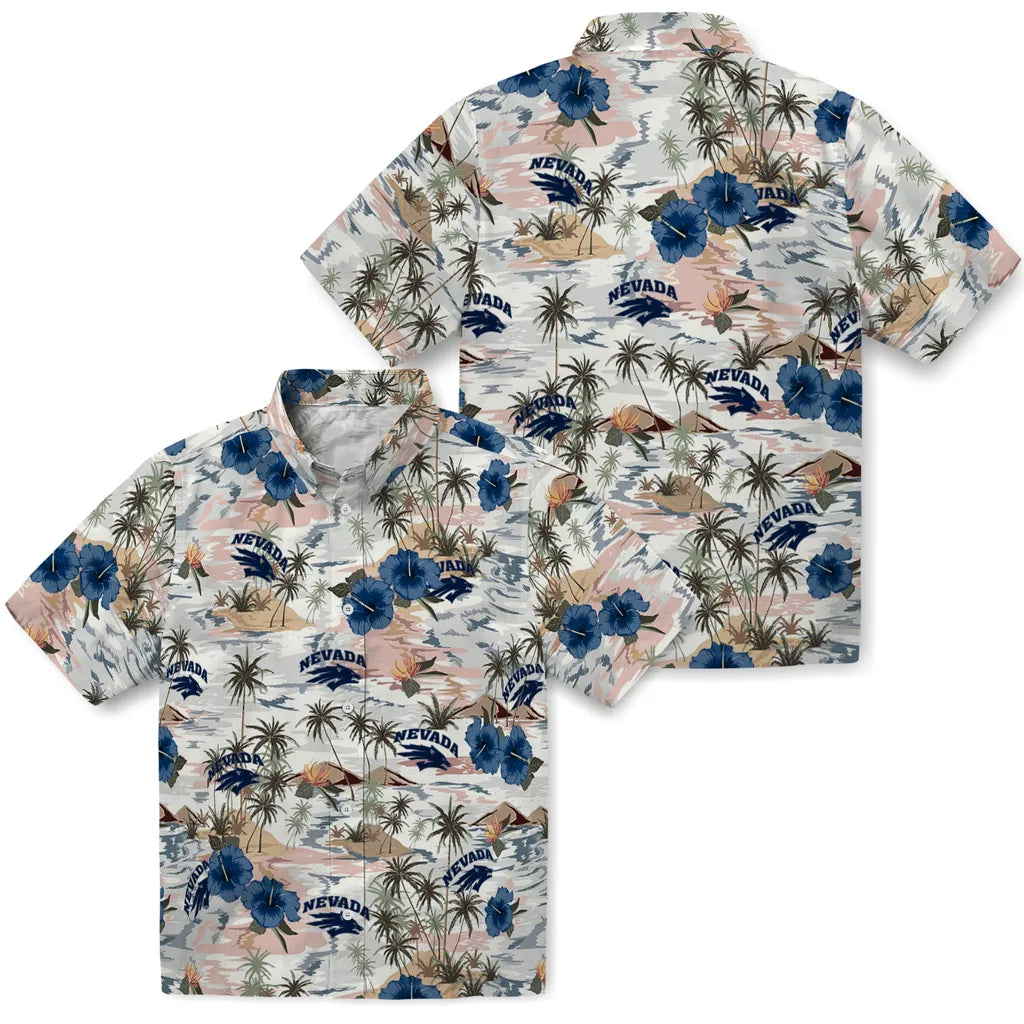 Nevada Wolf Pack Hawaiian Shirt - Hibiscus Seaside | Hula Hawaiian Shirts