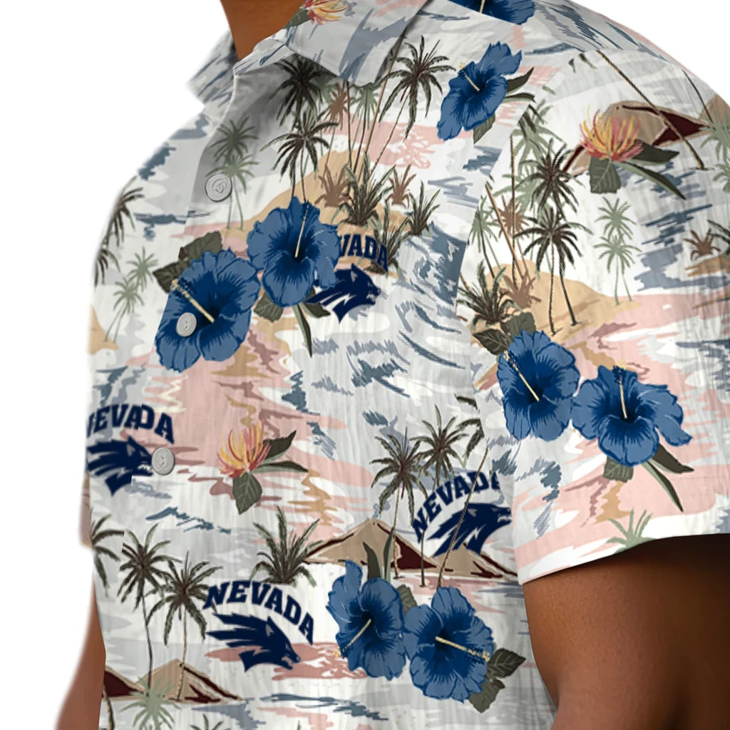 Nevada Wolf Pack Hawaiian Shirt - Hibiscus Seaside | Hula Hawaiian Shirts