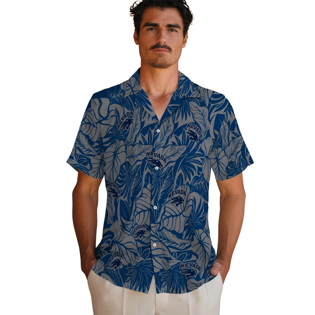Nevada Wolf Pack Hawaiian Shirt - Monstera Layer | Hula Hawaiian Shirts