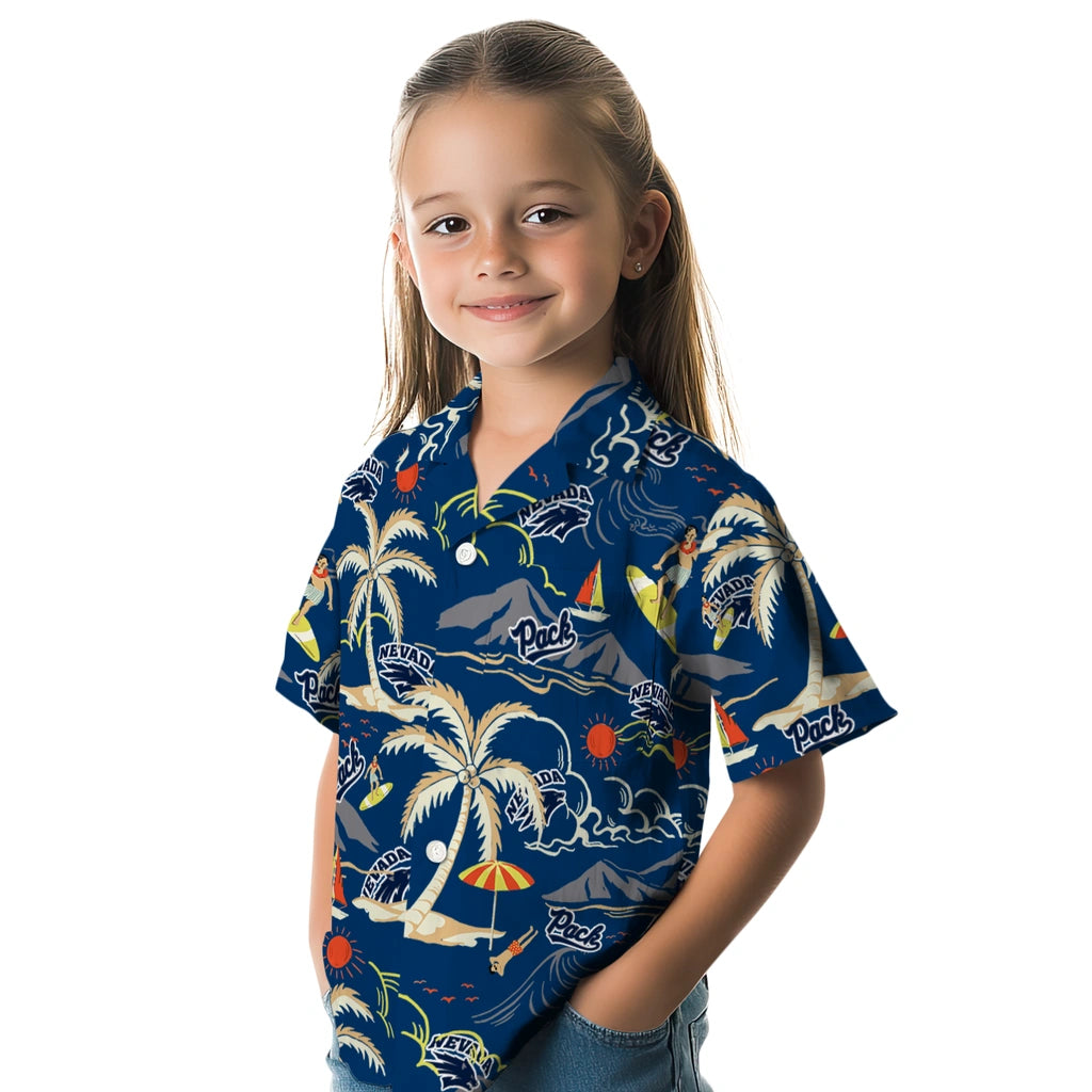Nevada Wolf Pack Hawaiian Shirt - Palm Tree Island | Hula Hawaiian Shirts