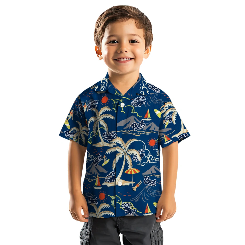 Nevada Wolf Pack Hawaiian Shirt - Palm Tree Island | Hula Hawaiian Shirts