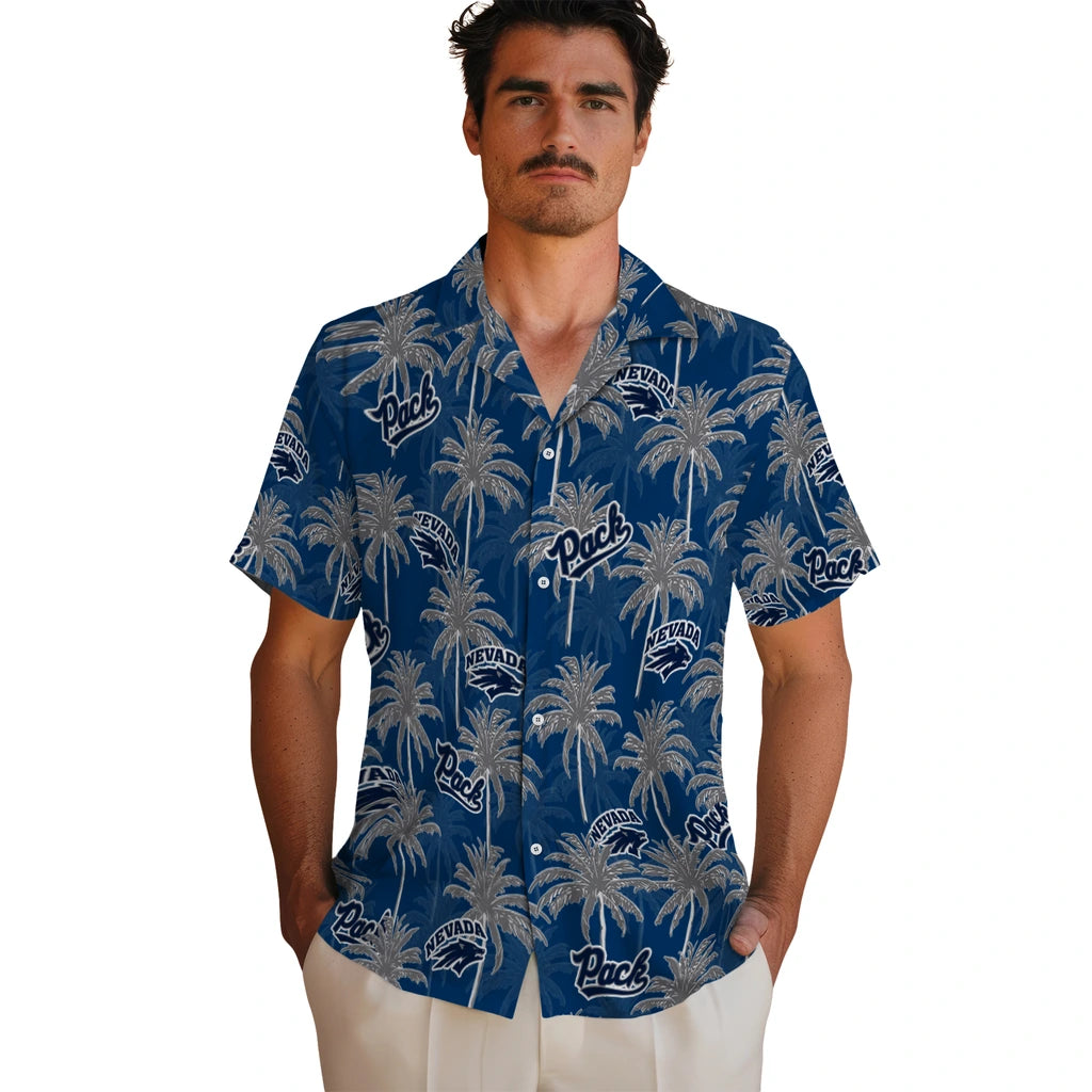 Nevada Wolf Pack Hawaiian Shirt - Palm Tree Motif | Hula Hawaiian Shirts