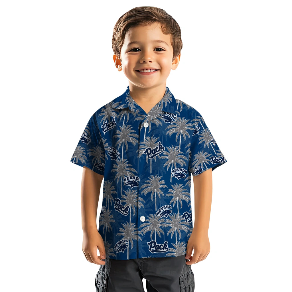 Nevada Wolf Pack Hawaiian Shirt - Palm Tree Motif | Hula Hawaiian Shirts