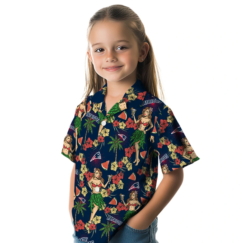 New England Patriots Hawaiian Shirt - Hawaiian Girls Design | Hula Hawaiian Shirts