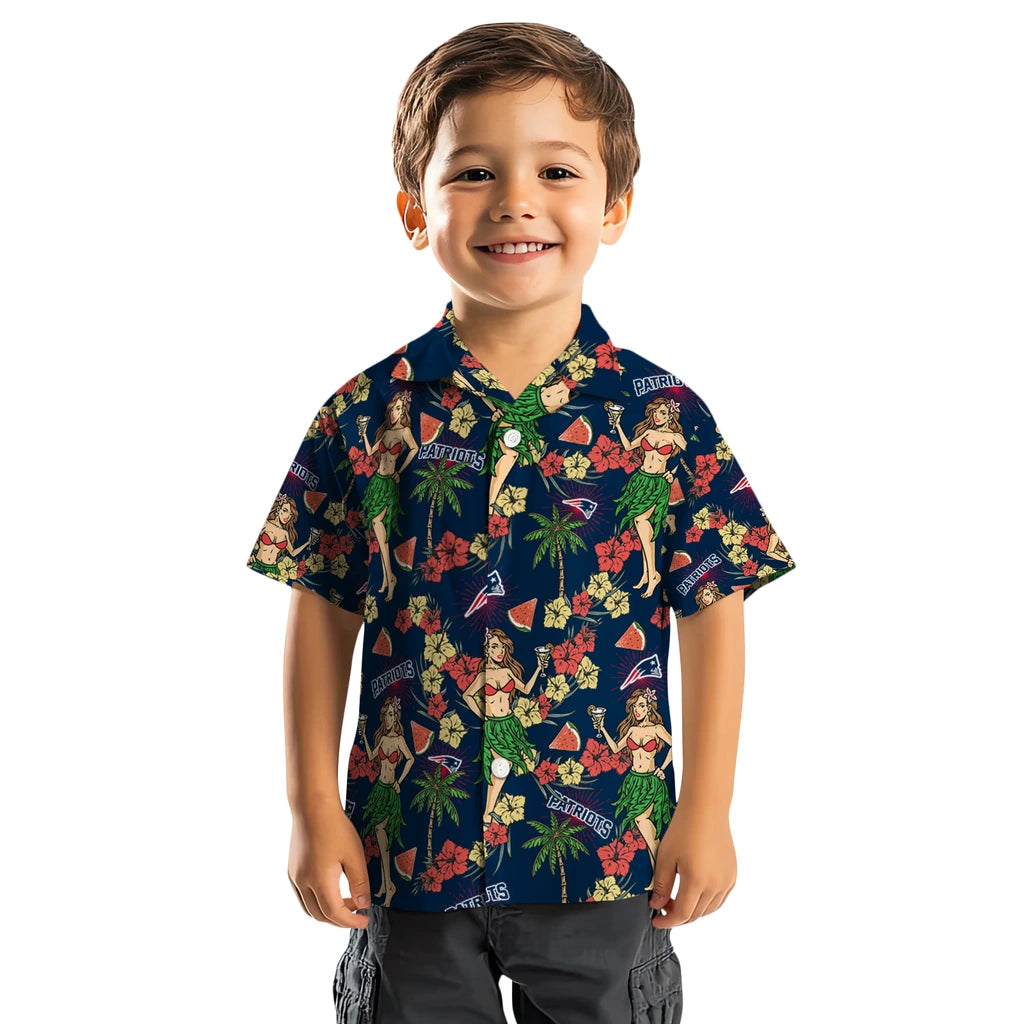 New England Patriots Hawaiian Shirt - Hawaiian Girls Design | Hula Hawaiian Shirts