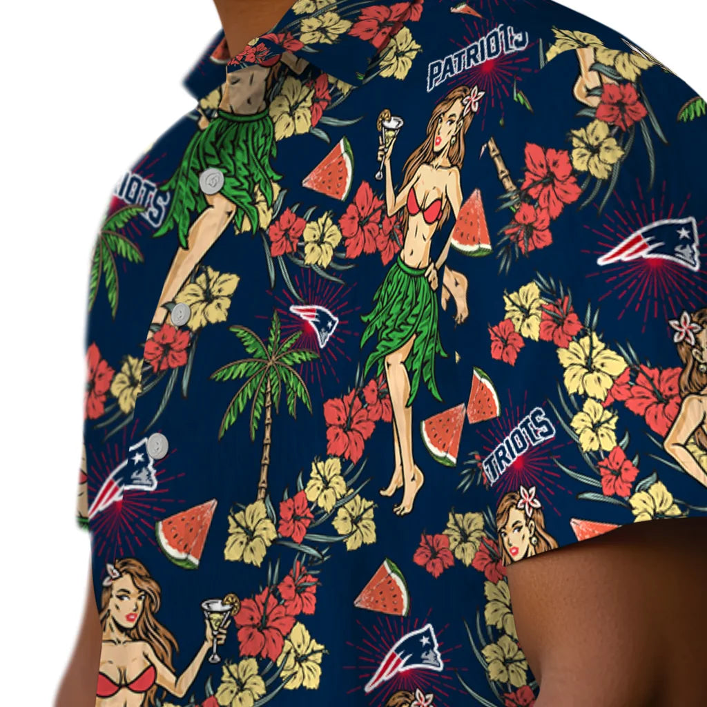 New England Patriots Hawaiian Shirt - Hawaiian Girls Design | Hula Hawaiian Shirts
