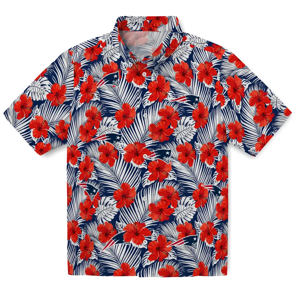 New England Patriots Hawaiian Shirt - Hibiscus Fiesta | Hula Hawaiian Shirts