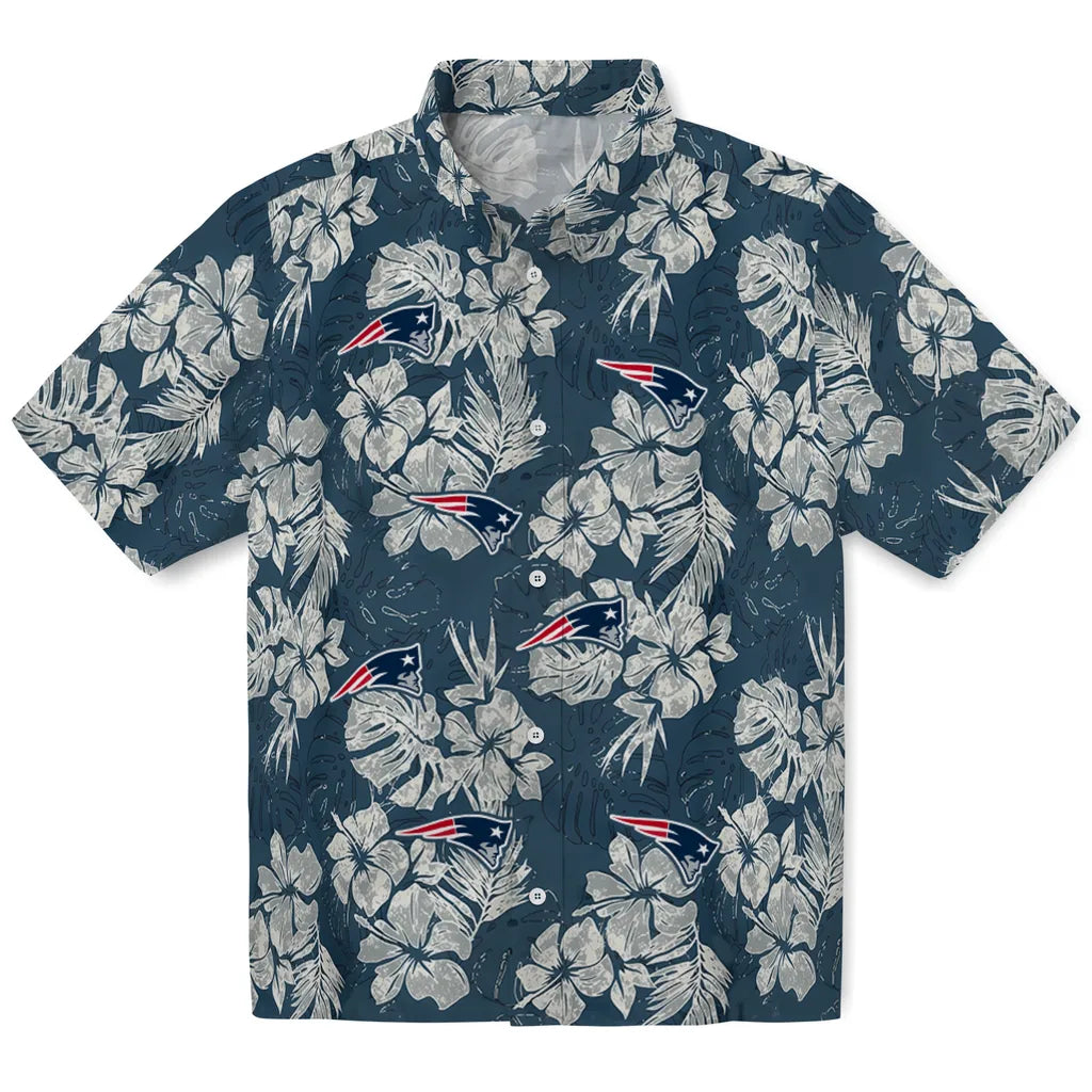 New England Patriots Hawaiian Shirt - Hibiscus Flowers | Hula Hawaiian Shirts