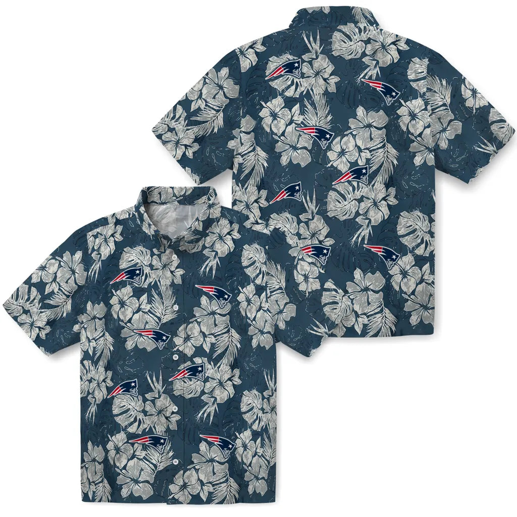 New England Patriots Hawaiian Shirt - Hibiscus Flowers | Hula Hawaiian Shirts