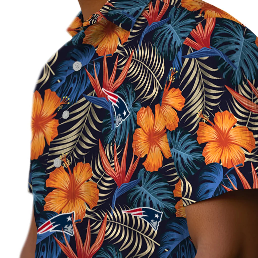 New England Patriots Hawaiian Shirt - Hibiscus Foliage | Hula Hawaiian Shirts