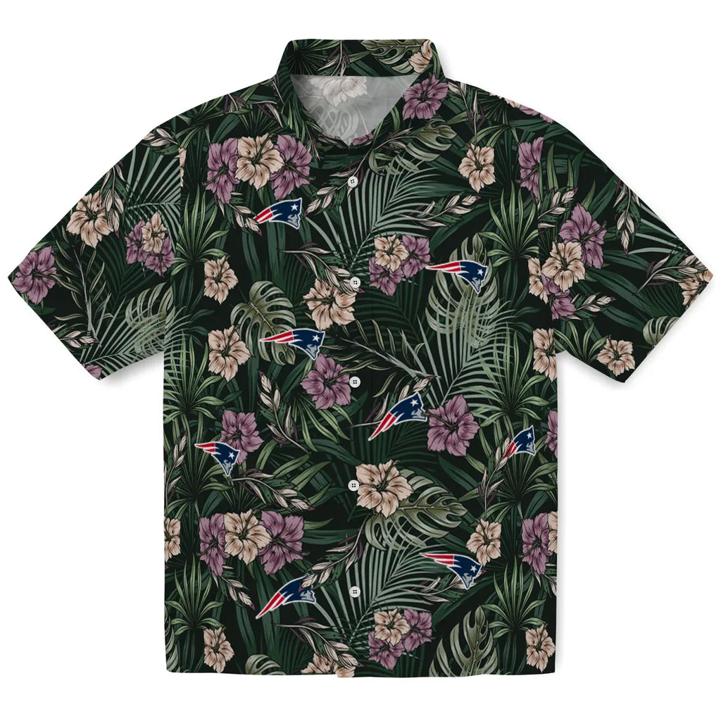 New England Patriots Hawaiian Shirt - Hibiscus Leaves Pattern | Hula Hawaiian Shirts