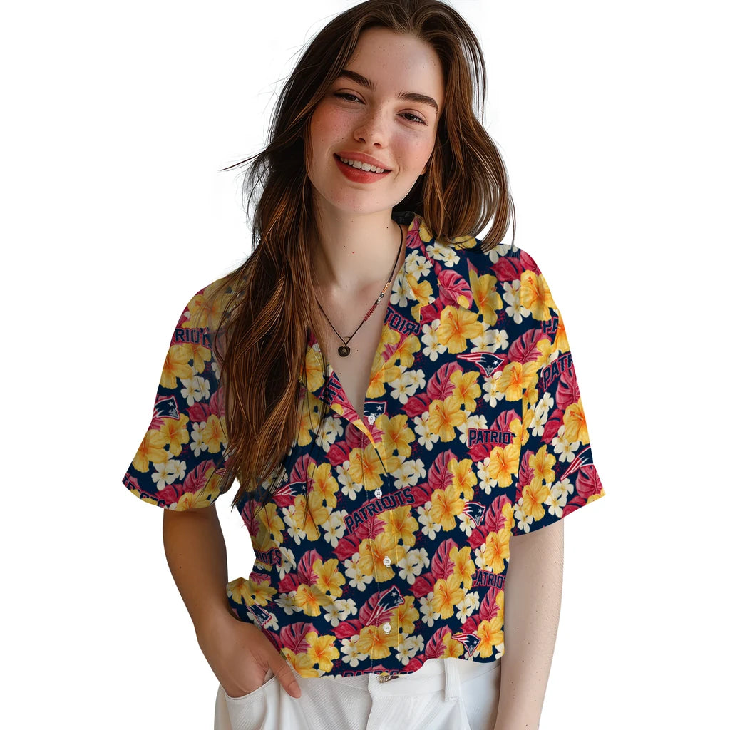 New England Patriots Hawaiian Shirt - Hibiscus Tropics | Hula Hawaiian Shirts