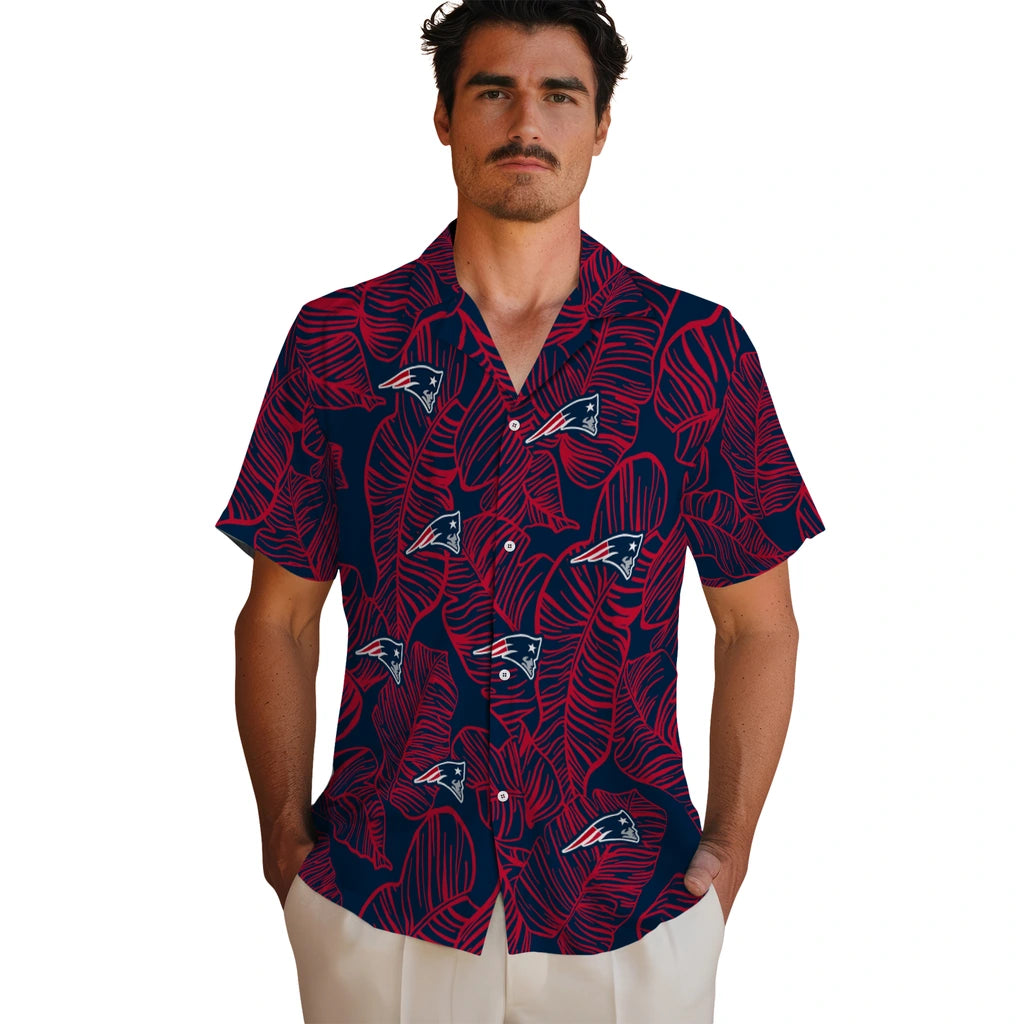 New England Patriots Hawaiian Shirt - Leaf Outline | Hula Hawaiian Shirts