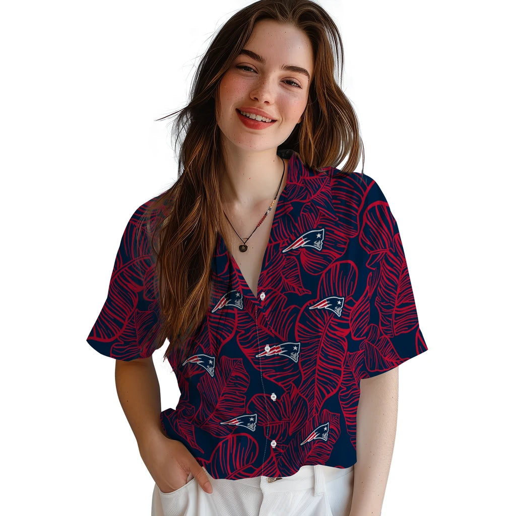 New England Patriots Hawaiian Shirt - Leaf Outline | Hula Hawaiian Shirts