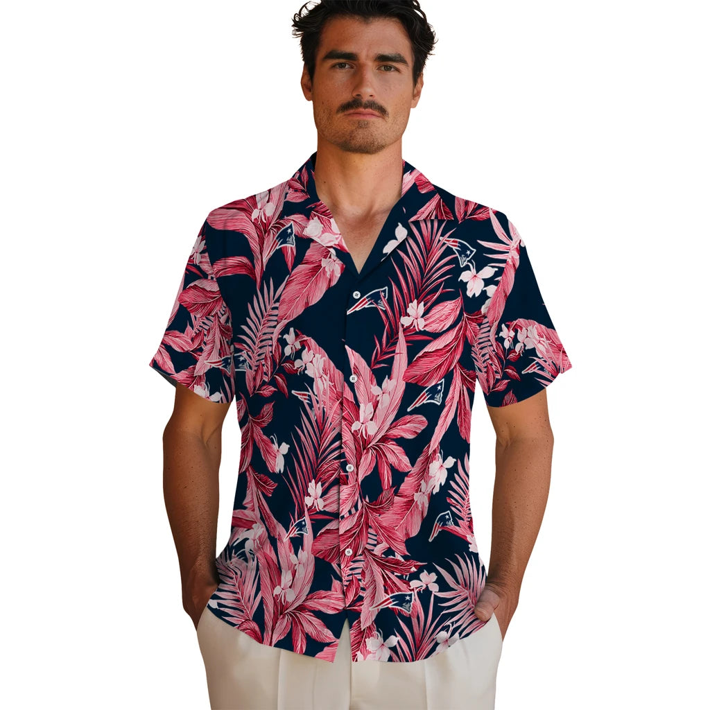New England Patriots Hawaiian Shirt - Palm Leaves | Hula Hawaiian Shirts