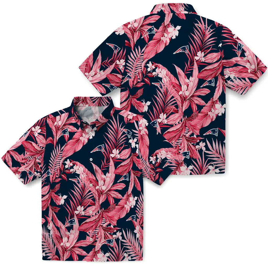 New England Patriots Hawaiian Shirt - Palm Leaves | Hula Hawaiian Shirts