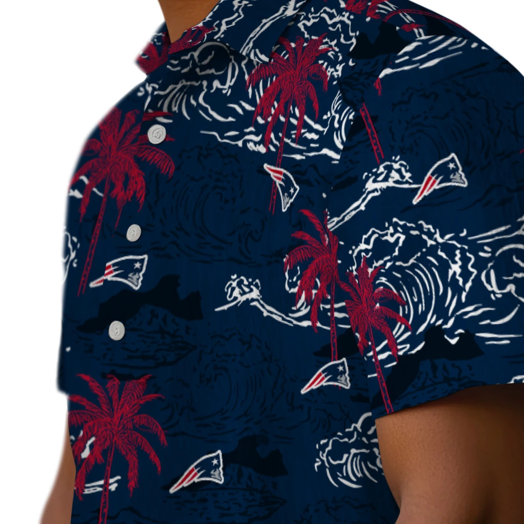 New England Patriots Hawaiian Shirt - Wave Palm | Hula Hawaiian Shirts