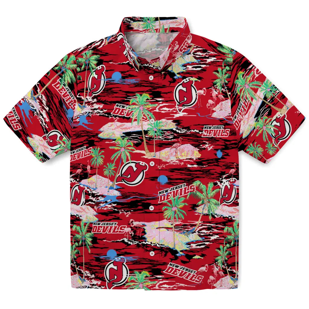 New Jersey Devils Hawaiian Shirt - Hawaii Island | Hula Hawaiian Shirts