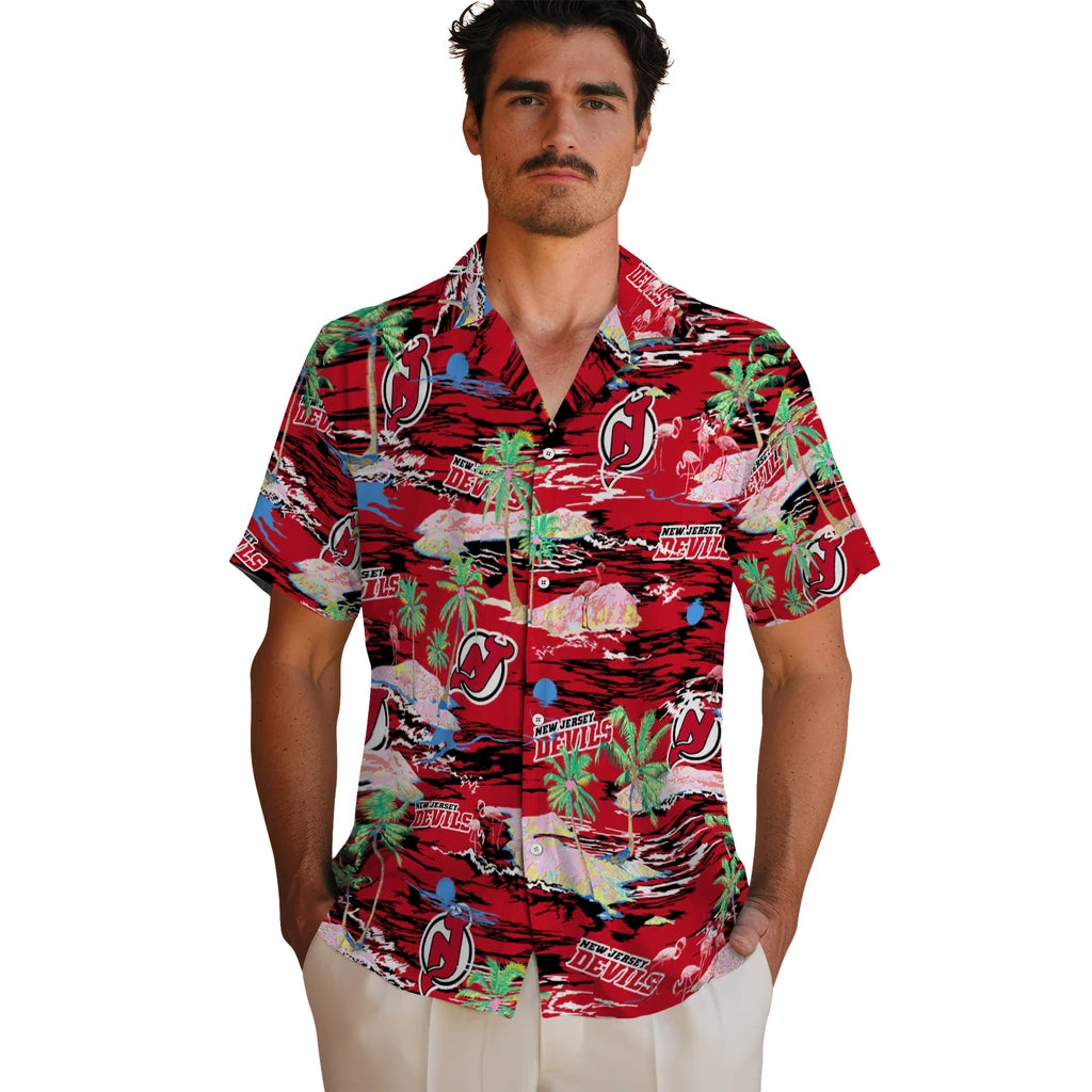 New Jersey Devils Hawaiian Shirt - Hawaii Island | Hula Hawaiian Shirts