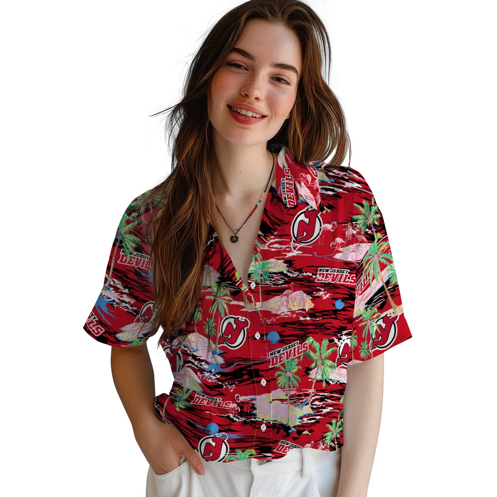 New Jersey Devils Hawaiian Shirt - Hawaii Island | Hula Hawaiian Shirts