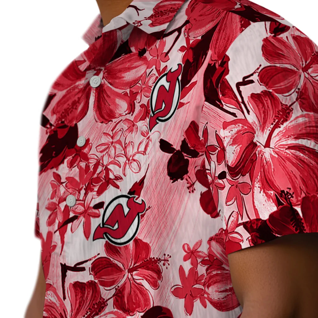 New Jersey Devils Hawaiian Shirt - Hibiscus Arrangement | Hula Hawaiian Shirts