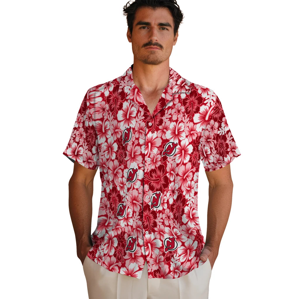 New Jersey Devils Hawaiian Shirt - Hibiscus Blooms | Hula Hawaiian Shirts
