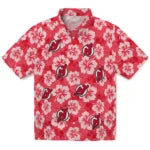 New Jersey Devils Hawaiian Shirt - Hibiscus Cluster | Hula Hawaiian Shirts