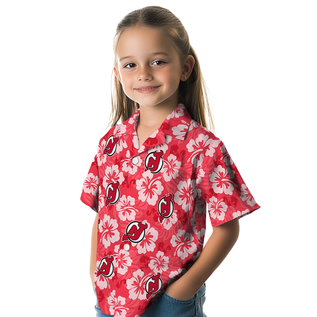 New Jersey Devils Hawaiian Shirt - Hibiscus Cluster | Hula Hawaiian Shirts