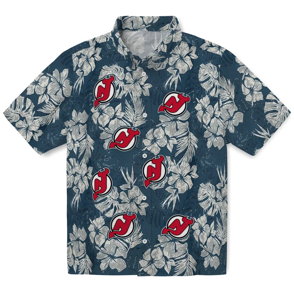 New Jersey Devils Hawaiian Shirt - Hibiscus Flowers | Hula Hawaiian Shirts