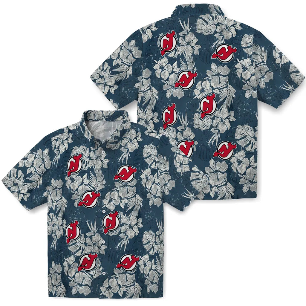 New Jersey Devils Hawaiian Shirt - Hibiscus Flowers | Hula Hawaiian Shirts