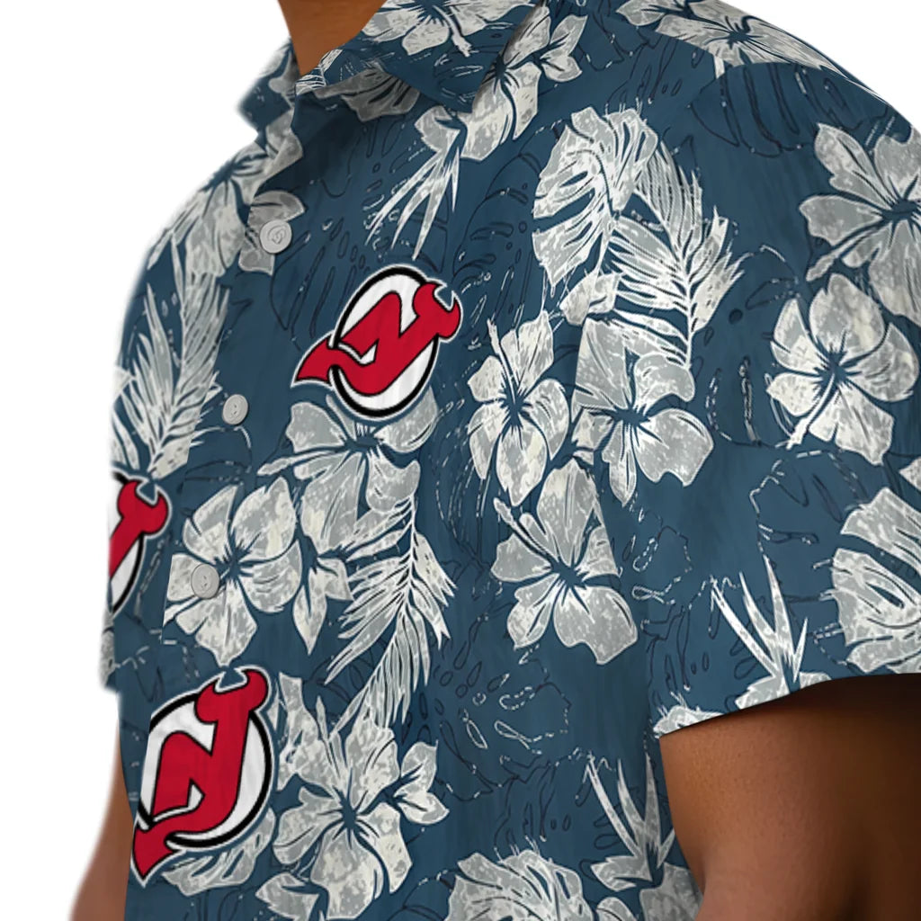 New Jersey Devils Hawaiian Shirt - Hibiscus Flowers | Hula Hawaiian Shirts