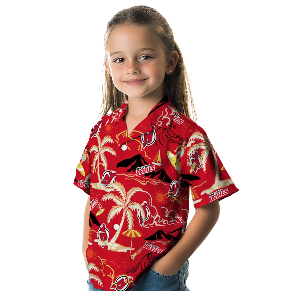 New Jersey Devils Hawaiian Shirt - Palm Tree Island | Hula Hawaiian Shirts