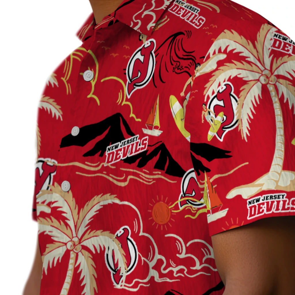 New Jersey Devils Hawaiian Shirt - Palm Tree Island | Hula Hawaiian Shirts