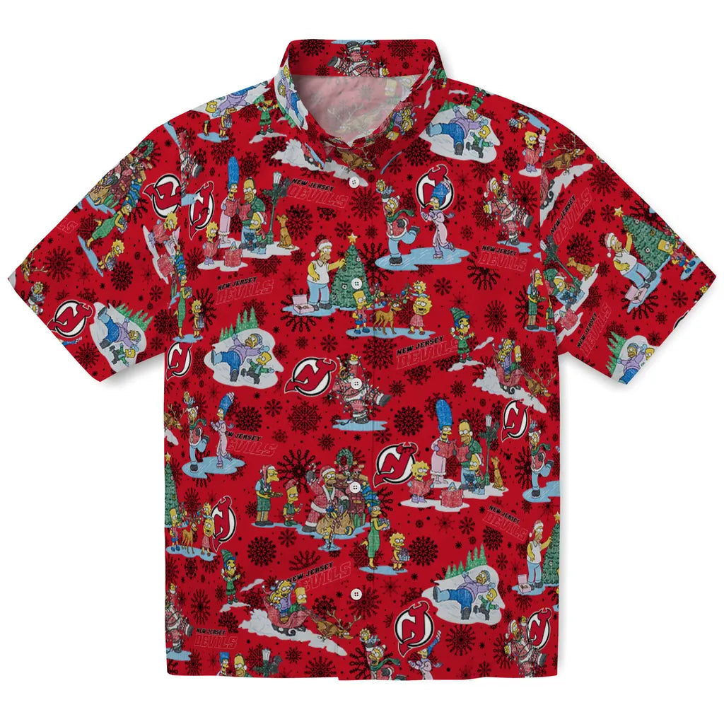 New Jersey Devils Hawaiian Shirt - Simpsons Christmas | Hula Hawaiian Shirts