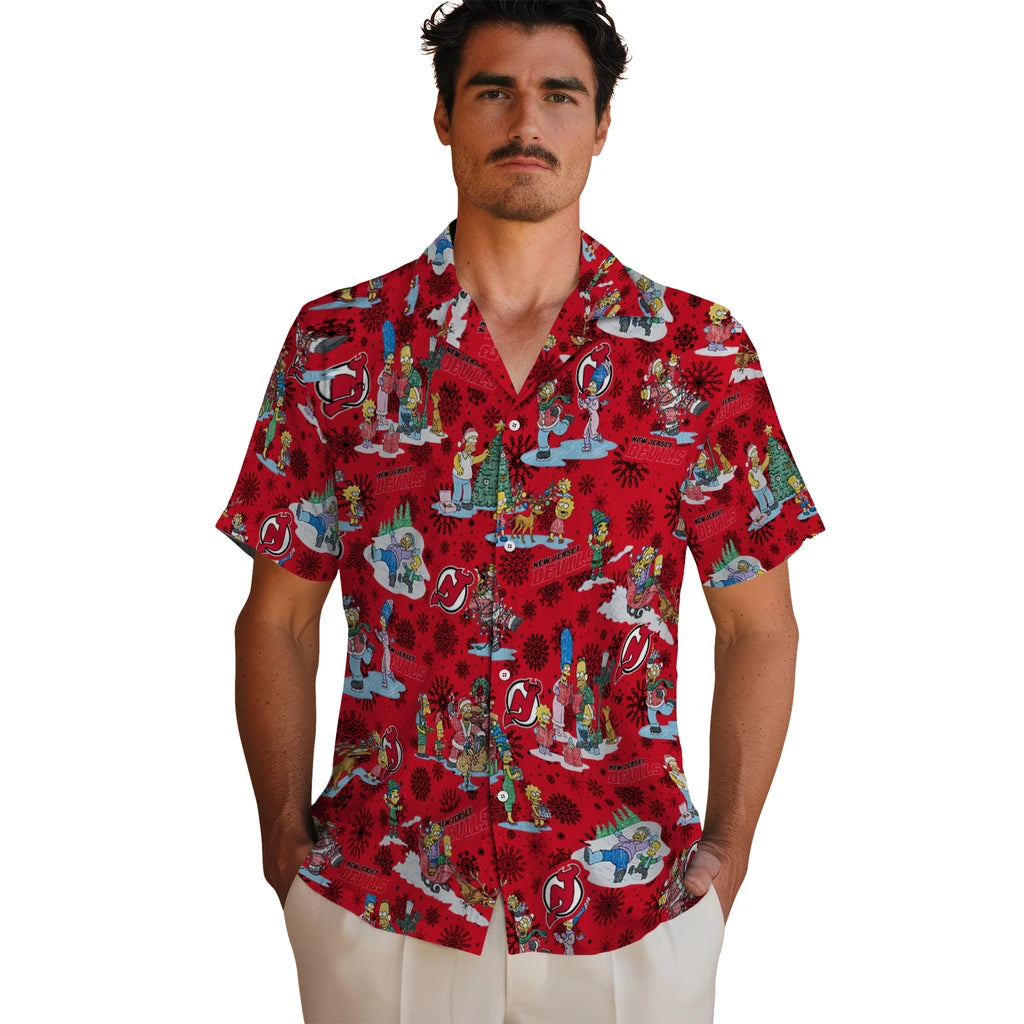 New Jersey Devils Hawaiian Shirt - Simpsons Christmas | Hula Hawaiian Shirts