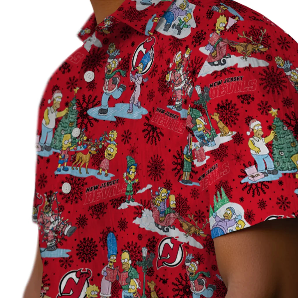 New Jersey Devils Hawaiian Shirt - Simpsons Christmas | Hula Hawaiian Shirts