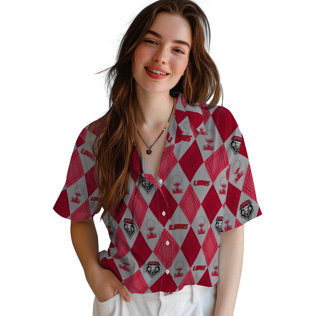 New Mexico Lobos Hawaiian Shirt - Golfing Plaid | Hula Hawaiian Shirts