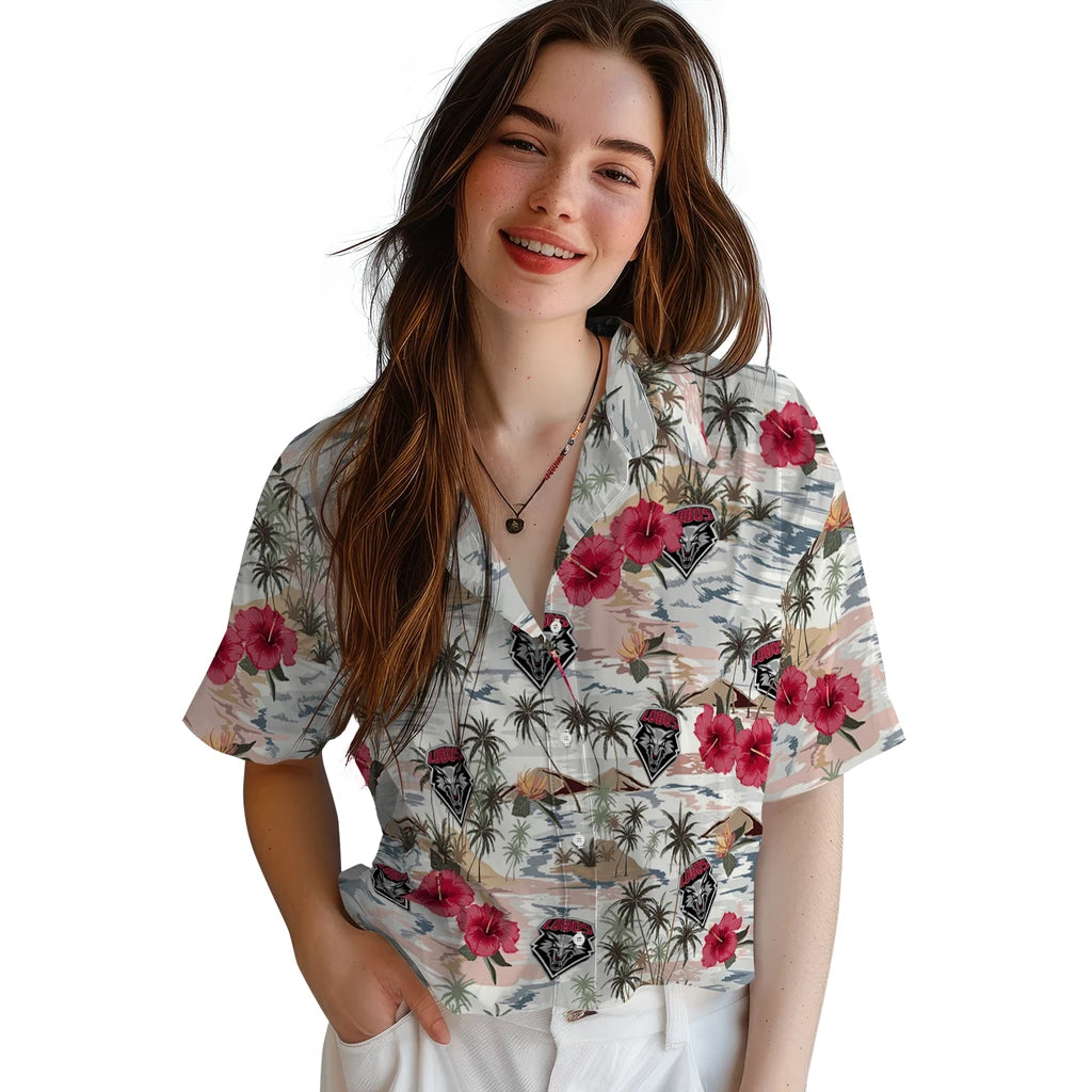 New Mexico Lobos Hawaiian Shirt - Hibiscus Seaside | Hula Hawaiian Shirts