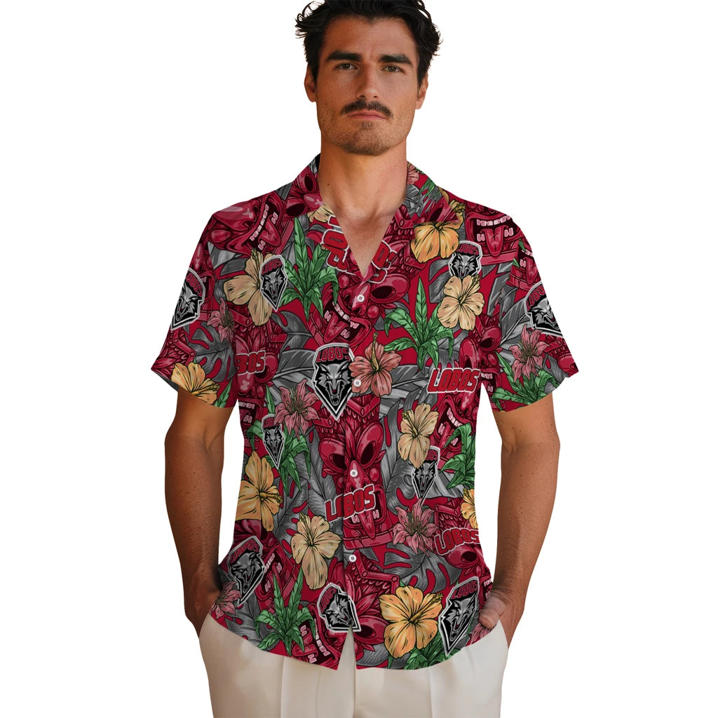 New Mexico Lobos Hawaiian Shirt - Hibiscus Tiki Jungle | Hula Hawaiian Shirts