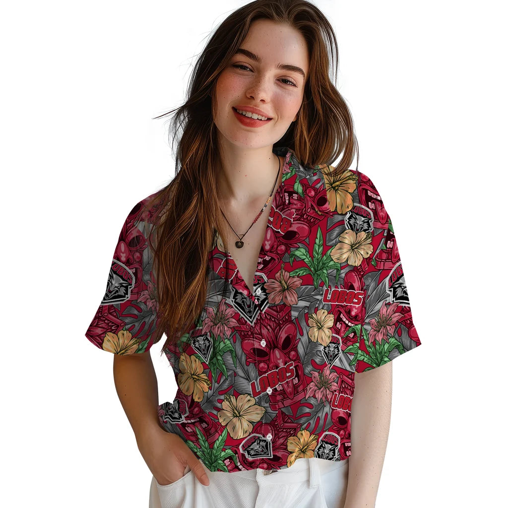 New Mexico Lobos Hawaiian Shirt - Hibiscus Tiki Jungle | Hula Hawaiian Shirts