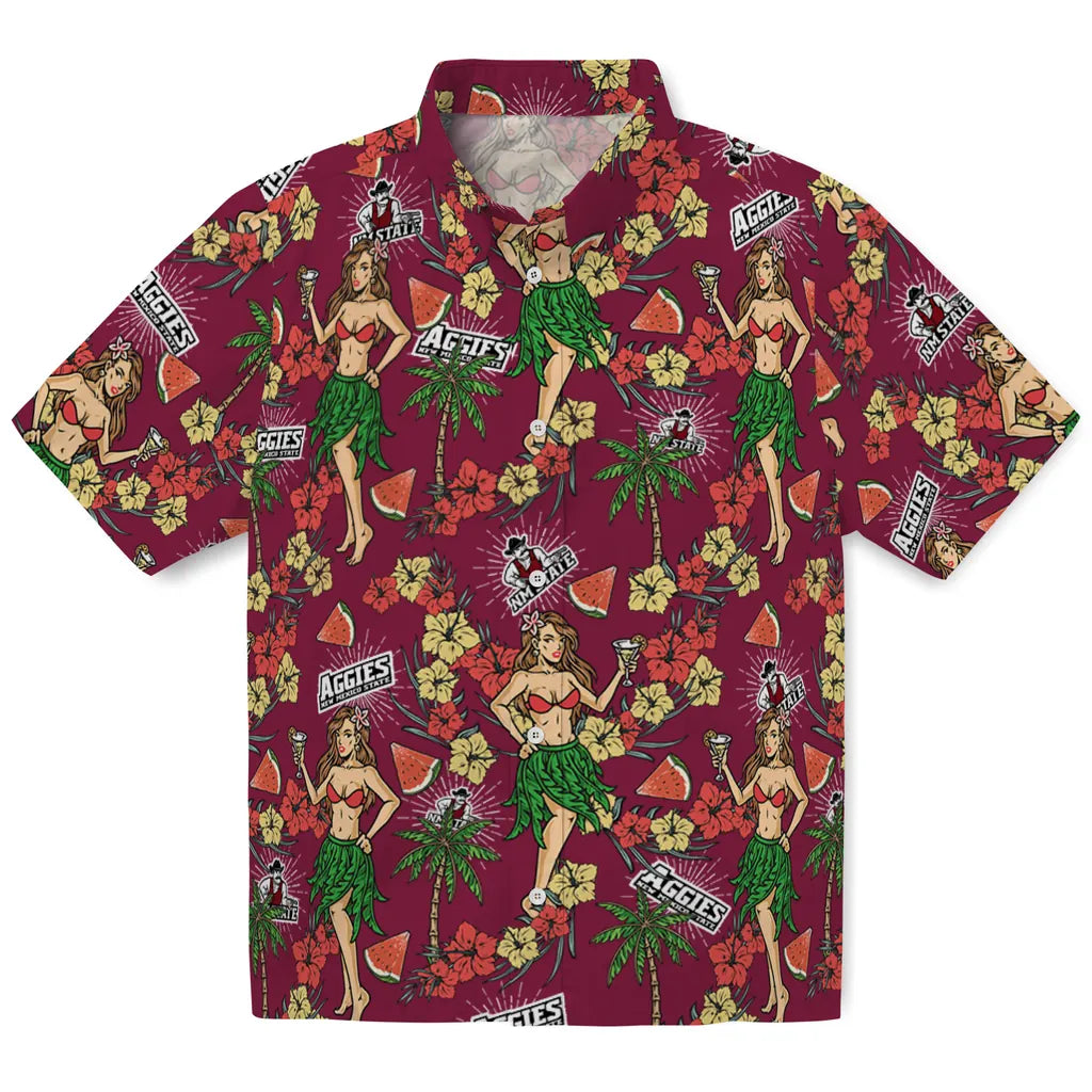New Mexico State Aggies Hawaiian Shirt - Hawaiian Girls Design | Hula Hawaiian Shirts