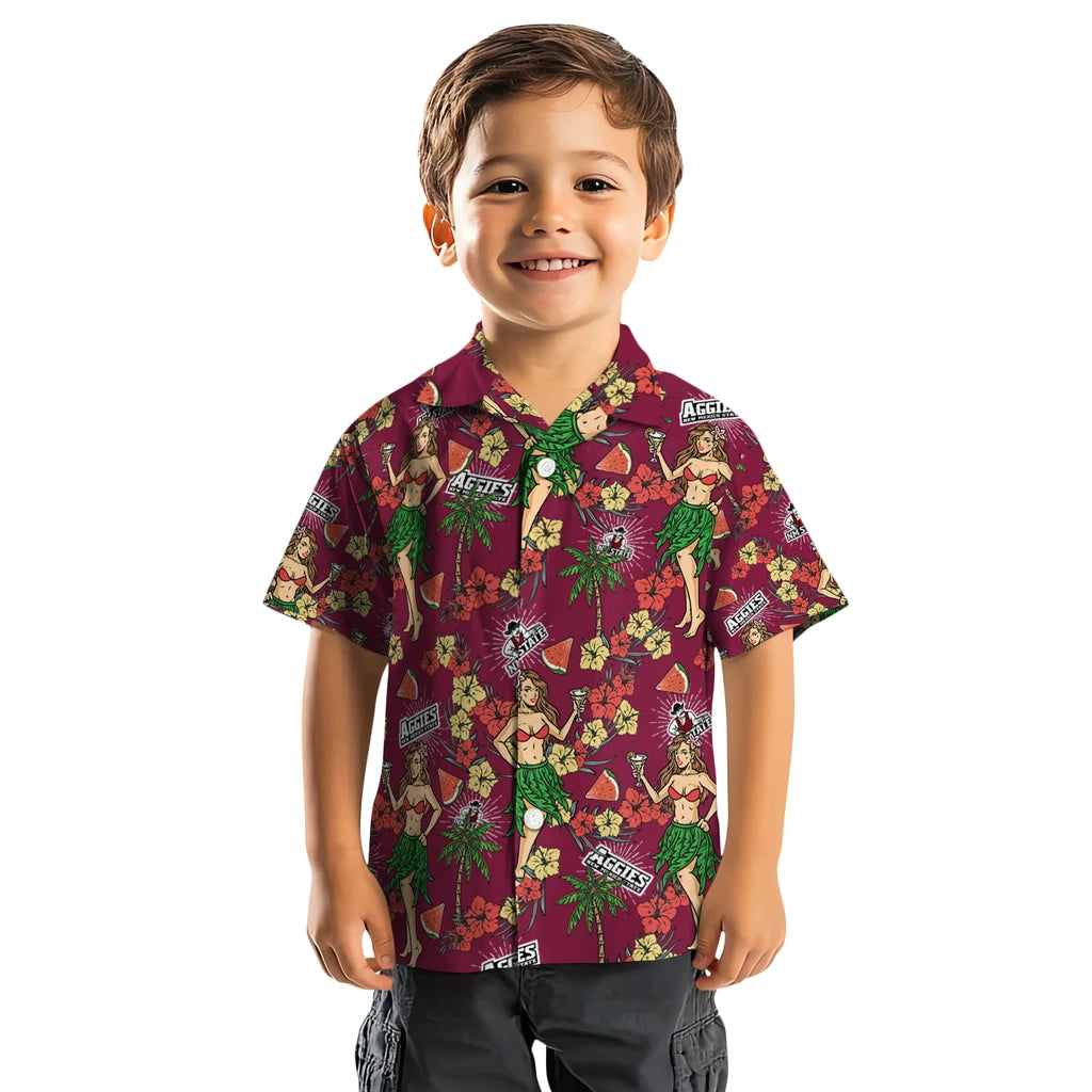New Mexico State Aggies Hawaiian Shirt - Hawaiian Girls Design | Hula Hawaiian Shirts