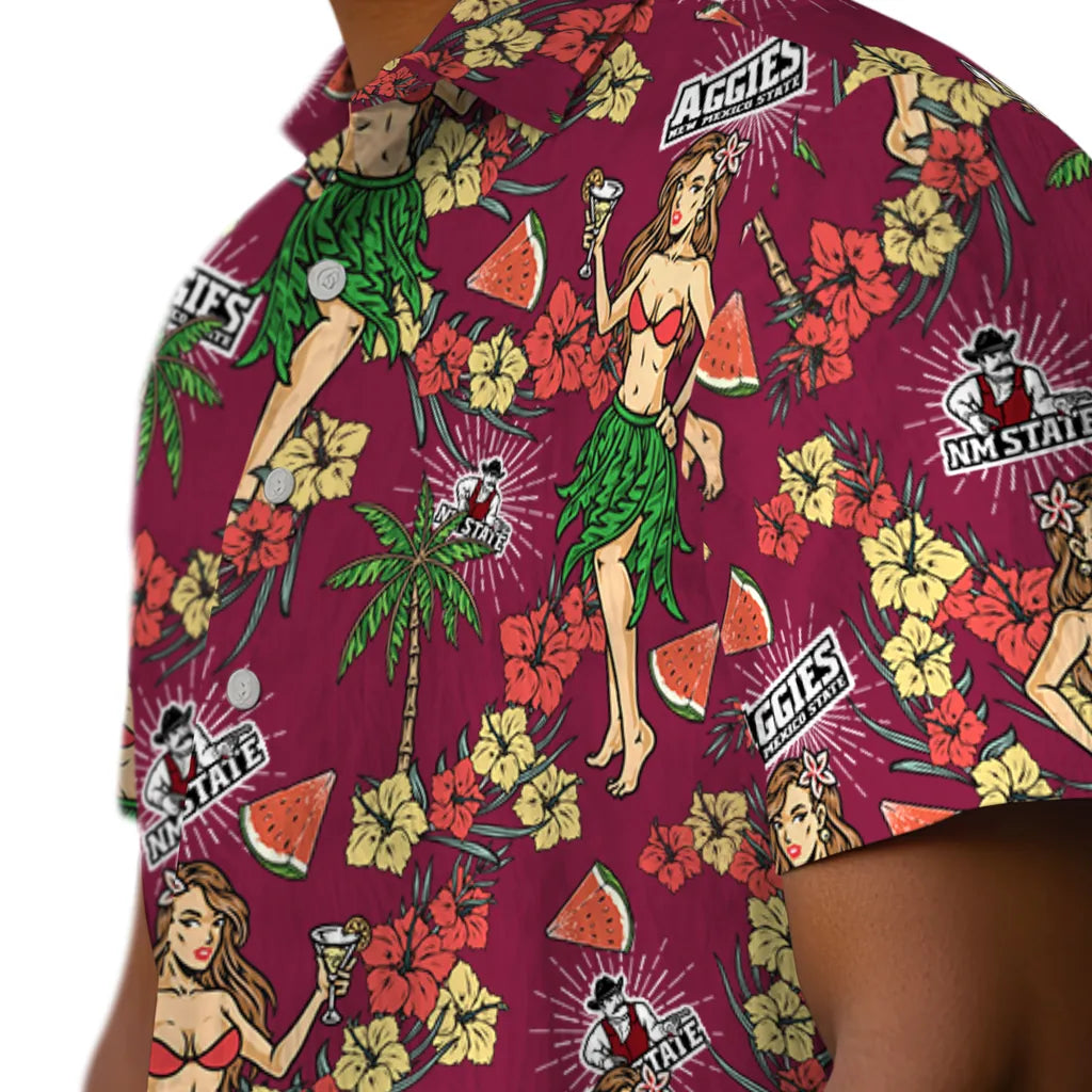 New Mexico State Aggies Hawaiian Shirt - Hawaiian Girls Design | Hula Hawaiian Shirts