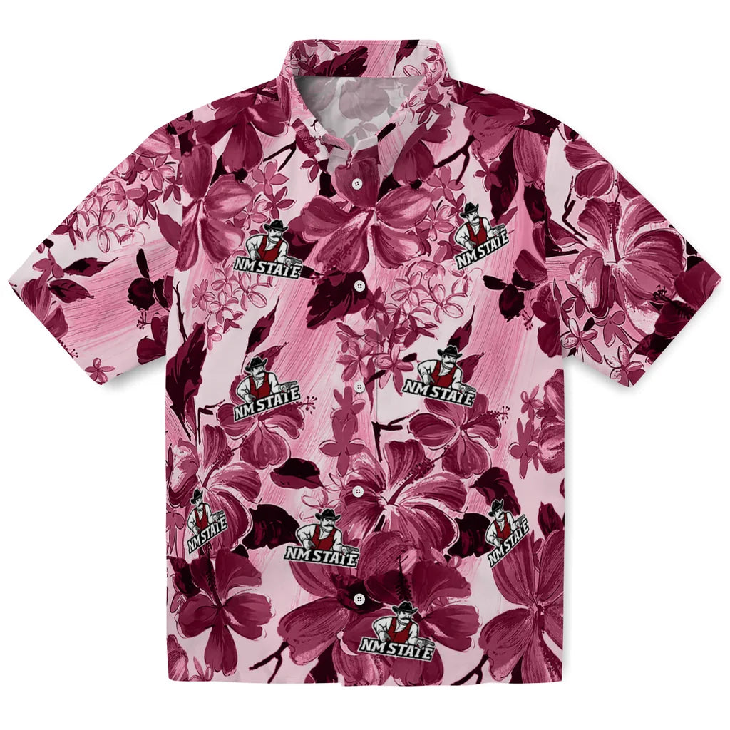 New Mexico State Aggies Hawaiian Shirt - Hibiscus Arrangement | Hula Hawaiian Shirts