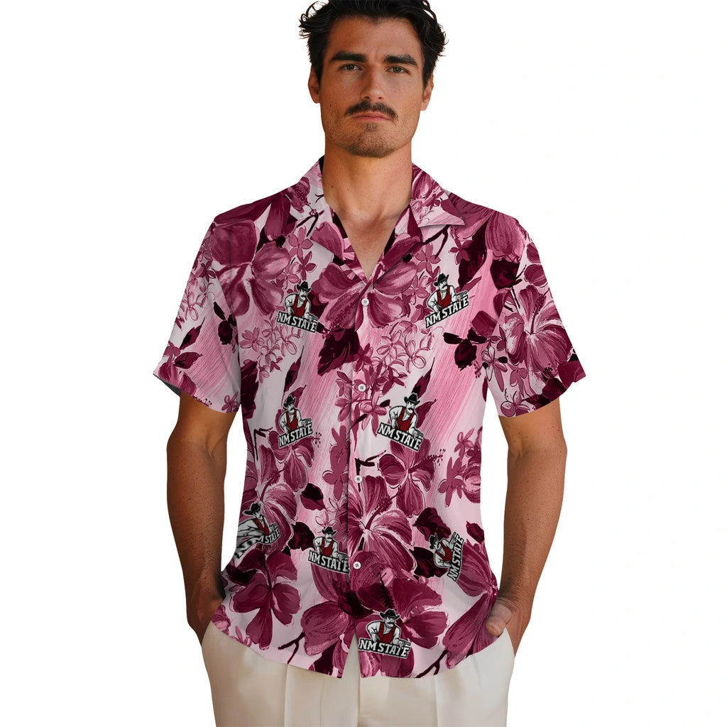 New Mexico State Aggies Hawaiian Shirt - Hibiscus Arrangement | Hula Hawaiian Shirts