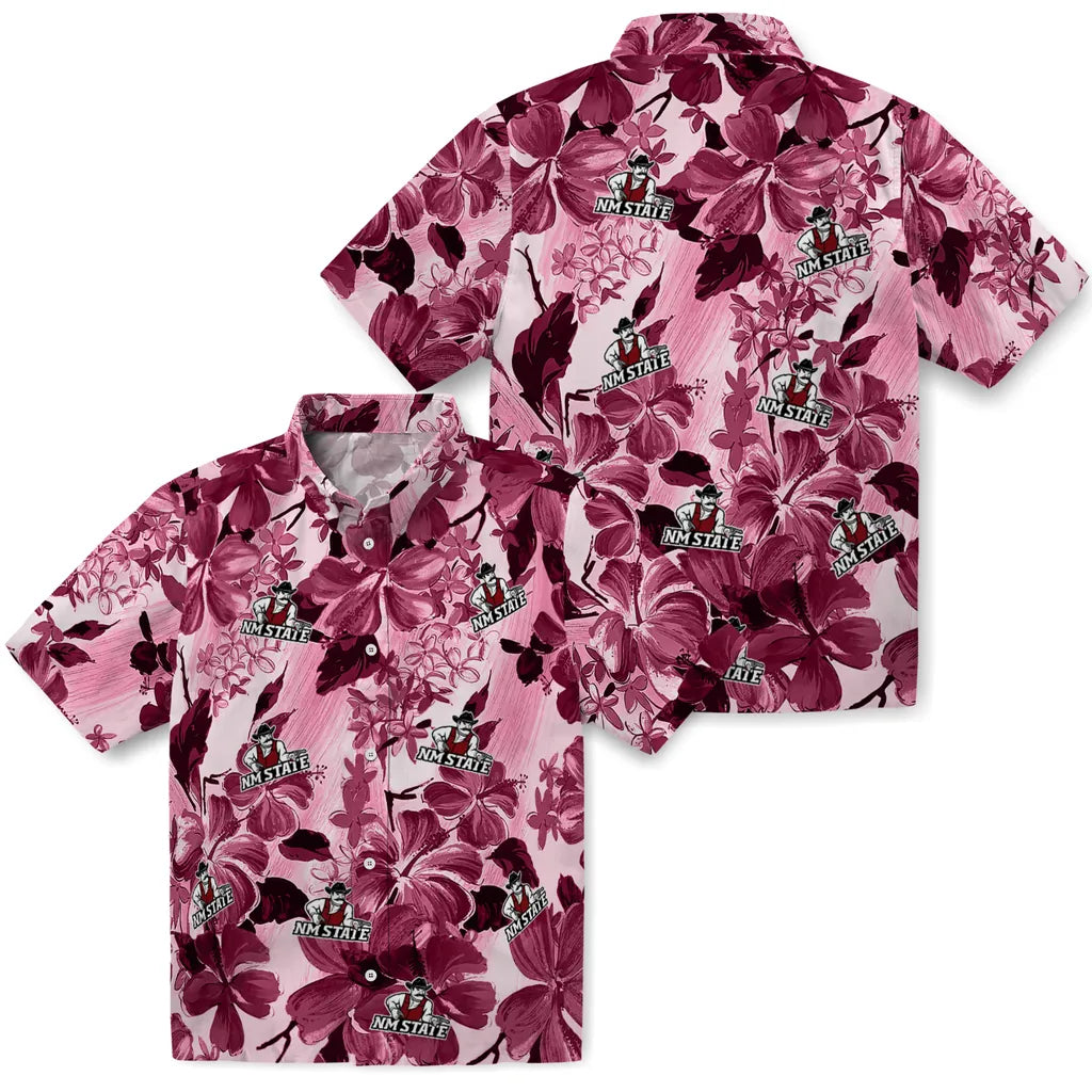 New Mexico State Aggies Hawaiian Shirt - Hibiscus Arrangement | Hula Hawaiian Shirts
