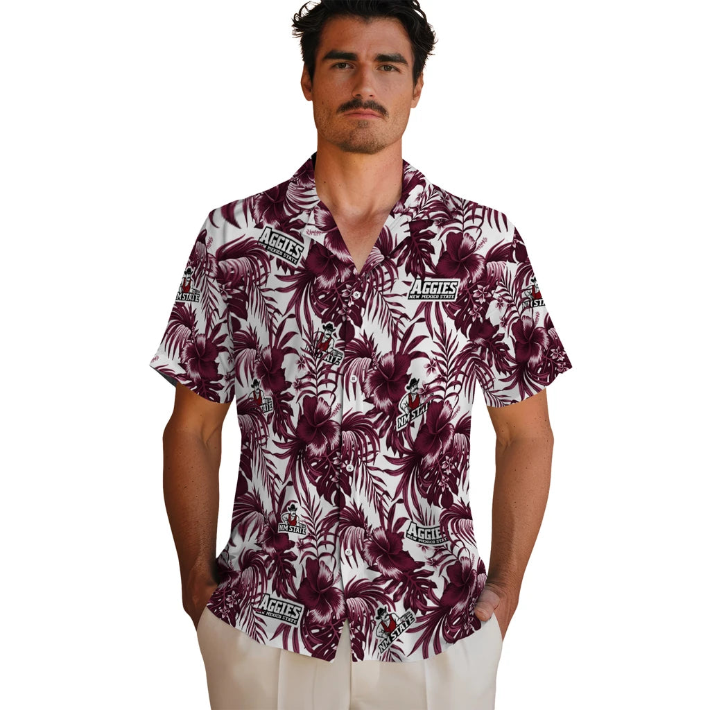 New Mexico State Aggies Hawaiian Shirt - Hibiscus Exotic | Hula Hawaiian Shirts