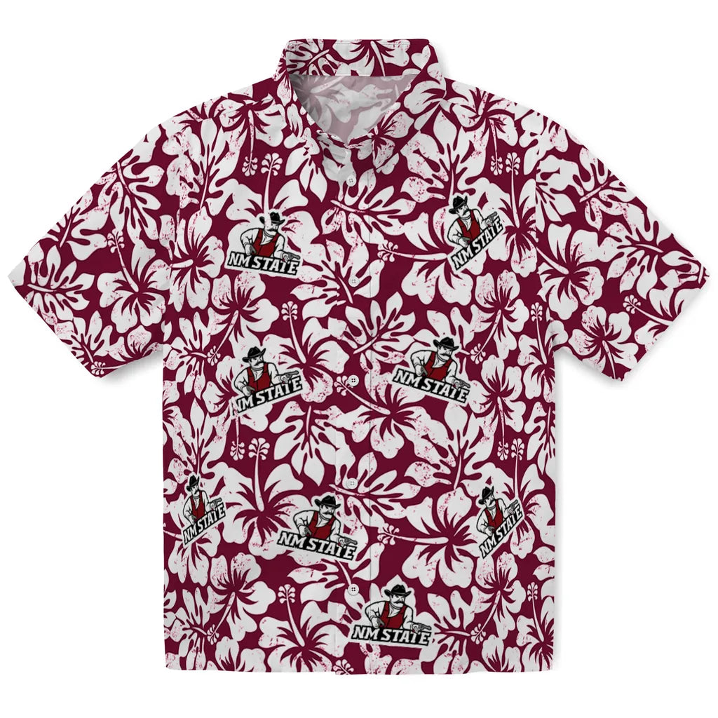 New Mexico State Aggies Hawaiian Shirt - Hibiscus Motif | Hula Hawaiian Shirts
